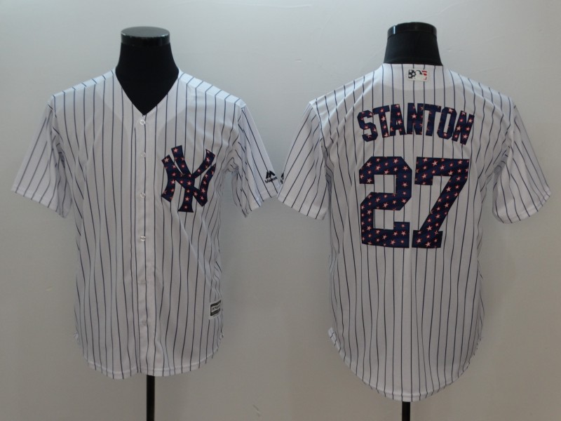 Men New York Yankees #27 Stanton White Independent version Game MLB Jerseys